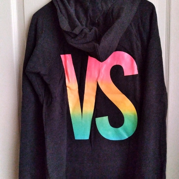 Victoria's Secret VS zip up hoodie shirt jacket, charcoal gray, NEW - Picture 1 of 11